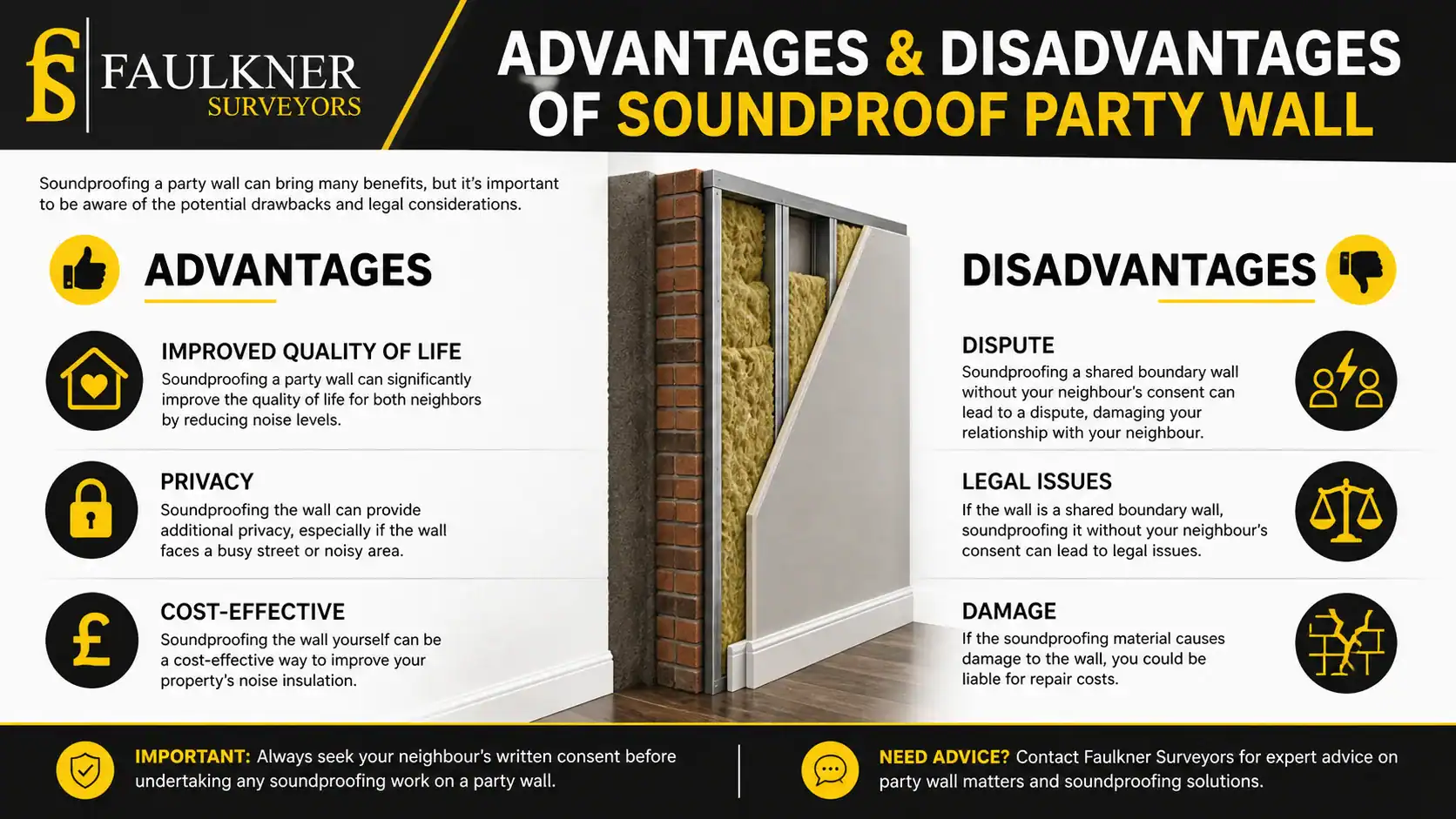 Can you soundproof a Party wall? 2 Advantages and Disadvantages of Soundproof Party Wall Billericay