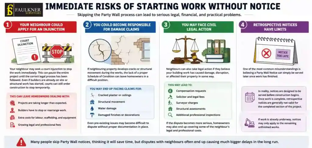 What Happens If You Start Work Without a Party Wall Notice? 1 Immediate Risks of Starting Work Without Party Wall Notice Billericay