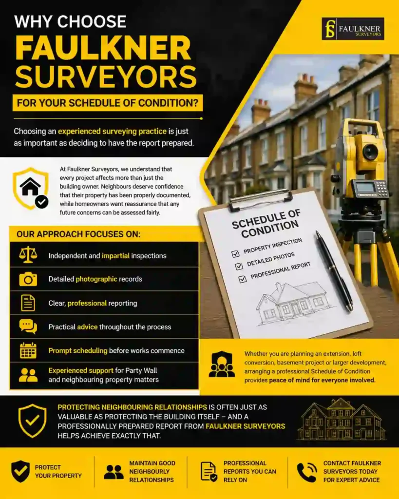 Schedule of Condition: What It Is and Why It Protects Both Neighbours 3 Why Choose Faulkner Surveyors for Your Schedule of Condition Billericay?